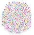 WHITE W/MULTICOLORED LETTERS
